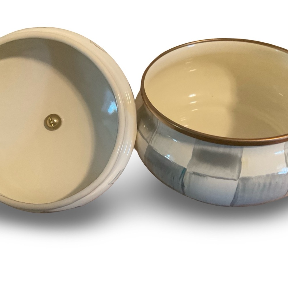 MacKenzie Childs Sterling Check Enamel Squashed Pot NEW - Picture 6 of 8